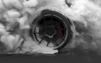 Ljuddämpande tavla - Car wheel in a cloud of 3d
