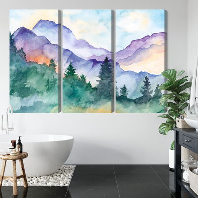 Ljuddämpande tavla - Painted mountain landscape