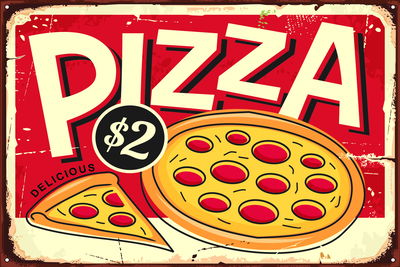 Ljuddämpande tavla - Pizza and retro lettering