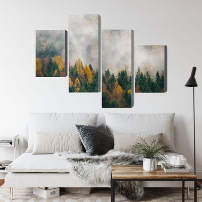 Ljuddämpande tavla - Autumn forest in fog 3d