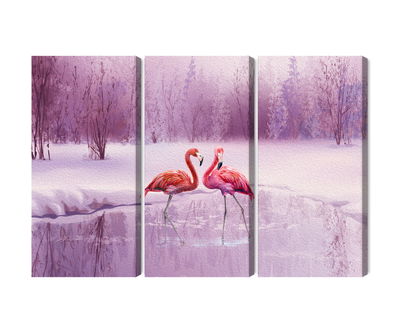 Ljuddämpande tavla - Flamingos against a purple