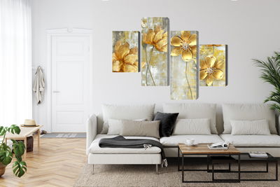 Ljuddämpande tavla - Decorative flowers in shades