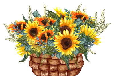 Ljuddämpande tavla - A basket with a bouquet