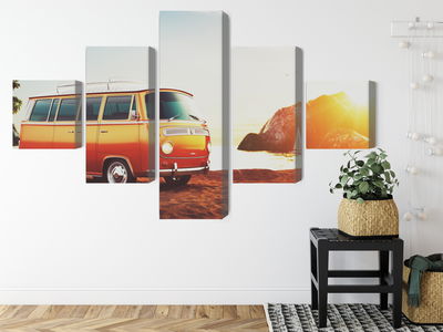 Ljuddämpande tavla - Retro car on the beach