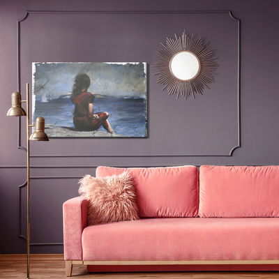 Ljuddämpande tavla - Woman on the beach