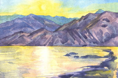 Ljuddämpande tavla - Watercolor mountain landscape