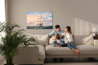 Ljuddämpande tavla - Sailboat in the sea