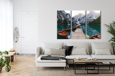 Ljuddämpande tavla - Lake braies in Italy