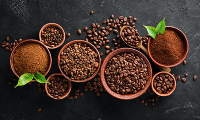 Ljuddämpande tavla - Ground coffee and beans