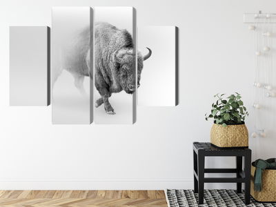 Ljuddämpande tavla - Bison in the fog 3d