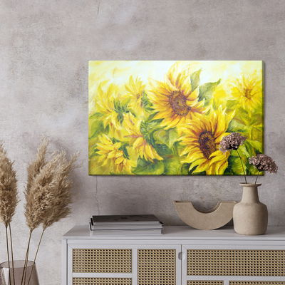 Ljuddämpande tavla - Sunflowers with leaves as