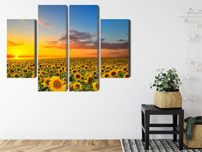Ljuddämpande tavla - Sunset over a 3d sunflower