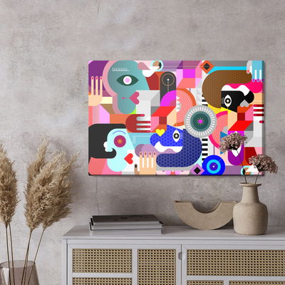 Ljuddämpande tavla - Abstract colorful faces