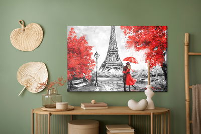 Ljuddämpande tavla - Lovers admiring the eiffel