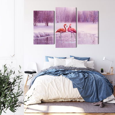 Ljuddämpande tavla - Flamingos against a purple