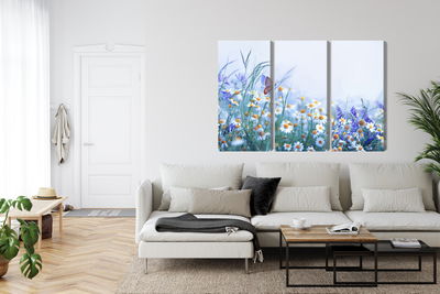 Ljuddämpande tavla - Butterfly and wildflowers