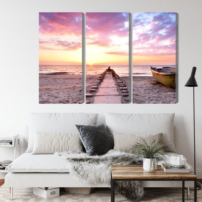 Ljuddämpande tavla - Boat on the beach 3d