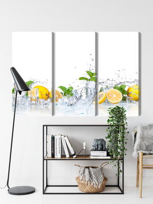 Ljuddämpande tavla - Mint leaves with lemons