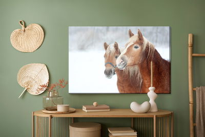 Ljuddämpande tavla - Horses in the snow