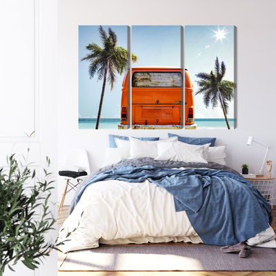 Ljuddämpande tavla - Retro car between palm trees