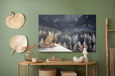 Ljuddämpande tavla - Winter forest at night