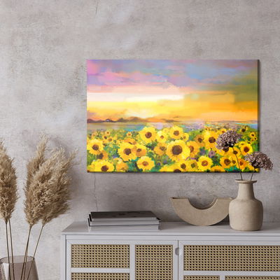 Ljuddämpande tavla - A landscape with sunflowers
