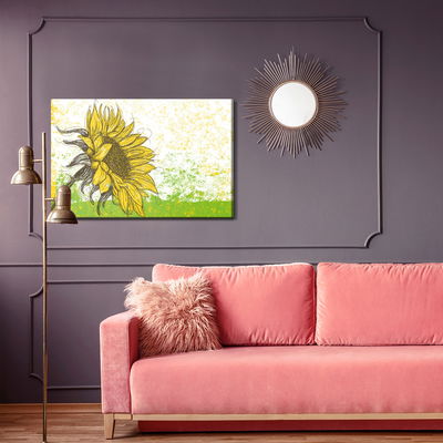 Ljuddämpande tavla - Drawn sunflower in retro