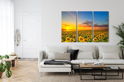Ljuddämpande tavla - Sunset over a 3d sunflower