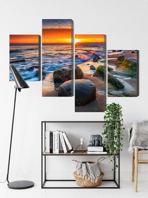 Ljuddämpande tavla - 3d beach sunset