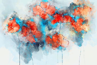 Ljuddämpande tavla - Watercolor poppies