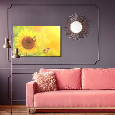 Ljuddämpande tavla - Sunflower with butterflies