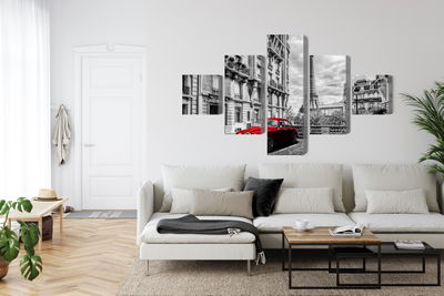 Ljuddämpande tavla - Red car in retro style