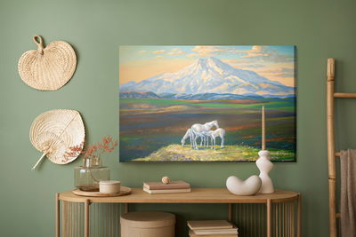 Ljuddämpande tavla - Horses on the background