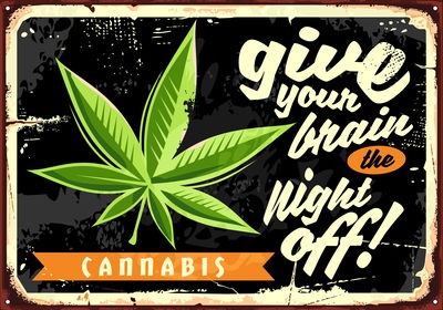 Ljuddämpande tavla - Cannabis leaf and retro