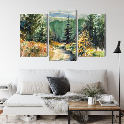 Ljuddämpande tavla - Forest landscape painted