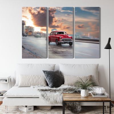 Ljuddämpande tavla - Historic car on the road