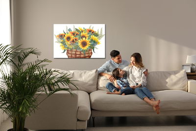 Ljuddämpande tavla - A basket with a bouquet