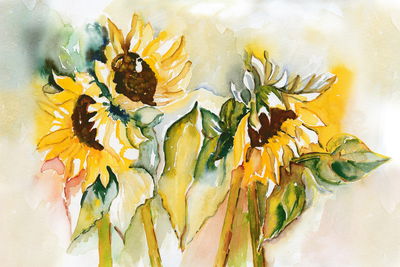 Ljuddämpande tavla - Watercolor sunflowers