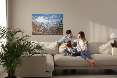 Ljuddämpande tavla - Painted autumn mountain