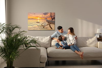 Ljuddämpande tavla - Picture sunset at the beach