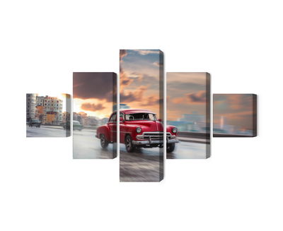 Ljuddämpande tavla - Historic car on the road