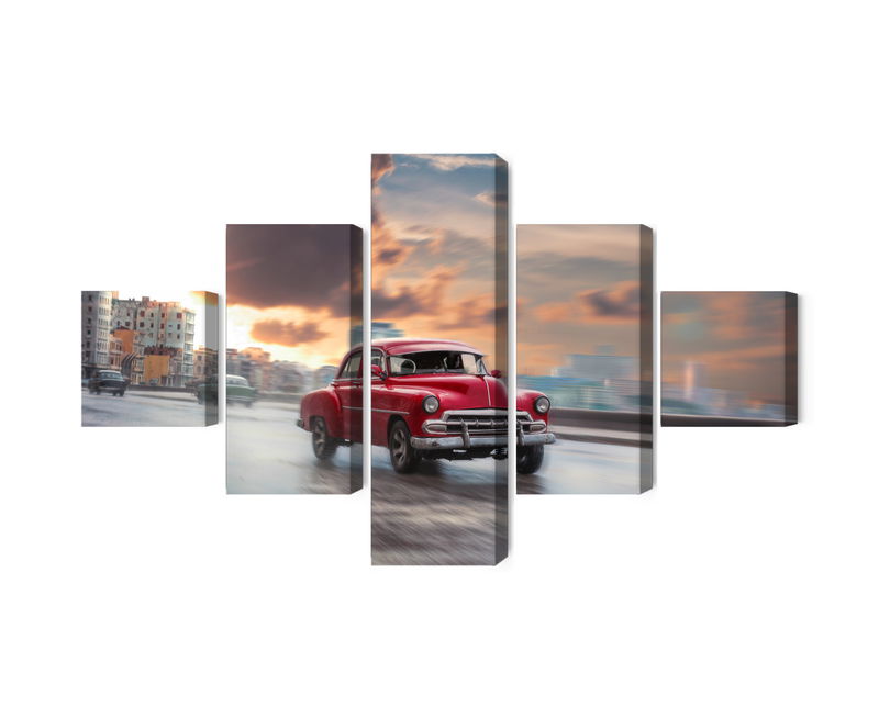 Ljuddämpande tavla - Historic car on the road