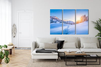 Ljuddämpande tavla - The alps at winter time 3d