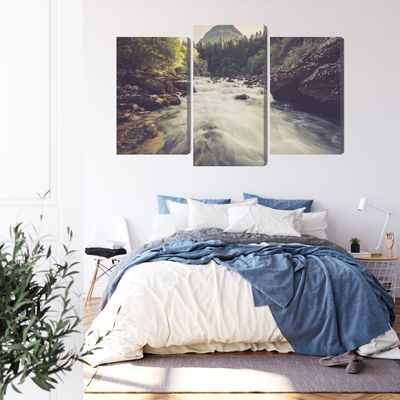 Ljuddämpande tavla - Mountain river in the forest