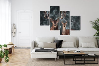 Ljuddämpande tavla - Deer and doe in the 3d forest