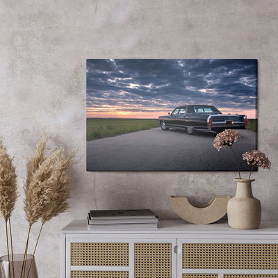 Ljuddämpande tavla - Sunset car and clouds