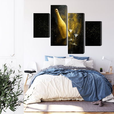 Ljuddämpande tavla - Golden bottle of champagne