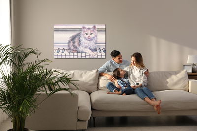 Ljuddämpande tavla - Cat on the piano