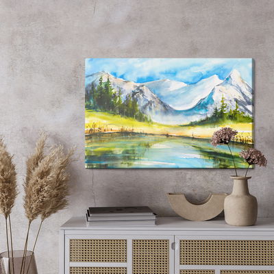 Ljuddämpande tavla - Mountain landscape painted