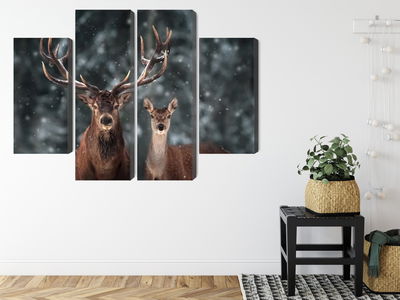 Ljuddämpande tavla - Deer and doe in the 3d forest